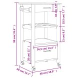 MONZA tömör fenyőfa konyhai kocsi 48 x 40 x 88,5 cm