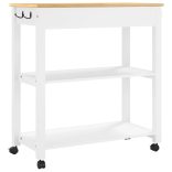 MONZA tömör fenyőfa konyhai kocsi 84 x 40 x 88,5 cm