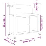 MONZA tömör fenyőfa konyhai kocsi 84 x 40 x 88,5 cm