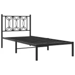 fekete fém ágykeret fejtámlával 80 x 200 cm