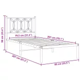 fekete fém ágykeret fejtámlával 80 x 200 cm