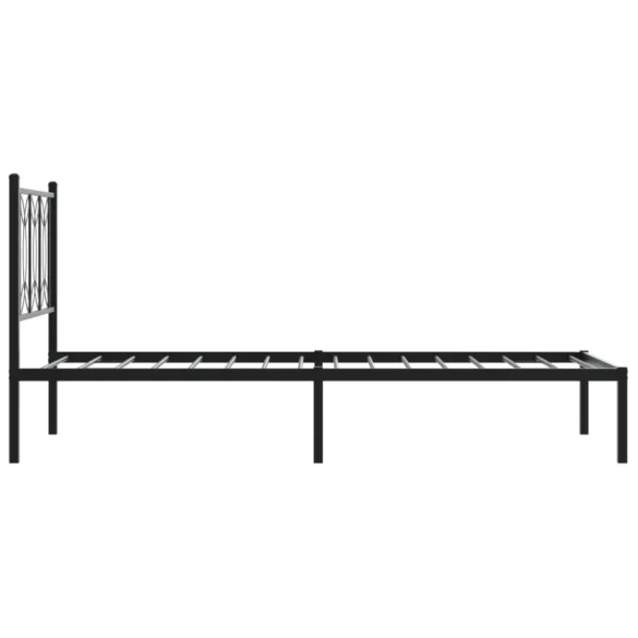 fekete fém ágykeret fejtámlával 90 x 200 cm