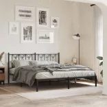 fekete fém ágykeret fejtámlával 180 x 200 cm