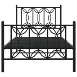 fekete fém ágykeret fej- és lábtámlával 80 x 200 cm