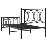 fekete fém ágykeret fej- és lábtámlával 80 x 200 cm