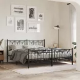 fekete fém ágykeret fej- és lábtámlával 183 x 213 cm