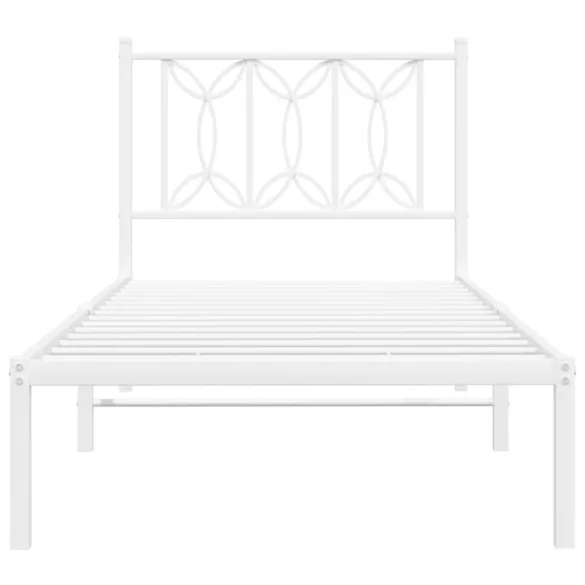 fehér fém ágykeret fejtámlával 90x190 cm
