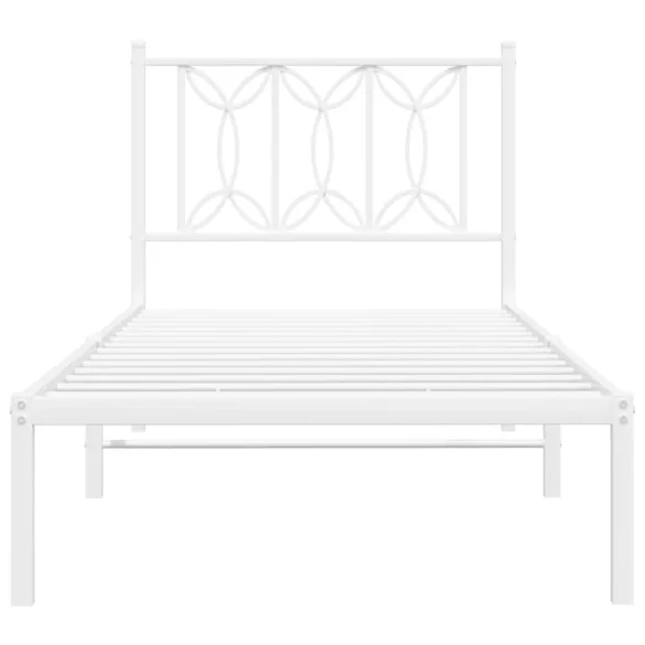 fehér fém ágykeret fejtámlával 90x200 cm
