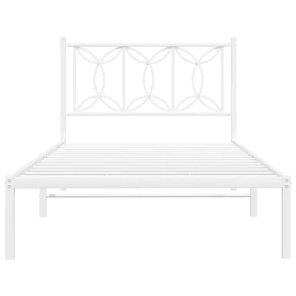 fehér fém ágykeret fejtámlával 100x190 cm