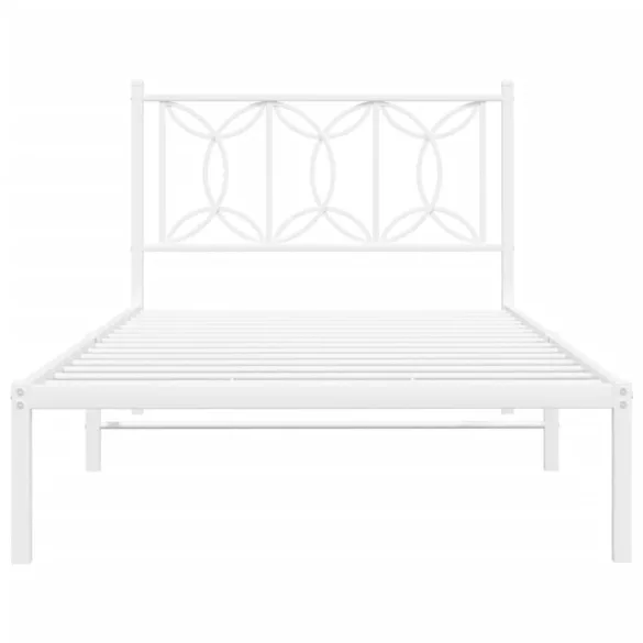 fehér fém ágykeret fejtámlával 107x203 cm