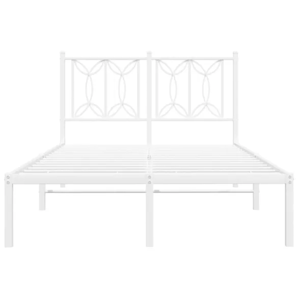 fehér fém ágykeret fejtámlával 120x190 cm
