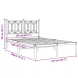 fehér fém ágykeret fejtámlával 120x190 cm