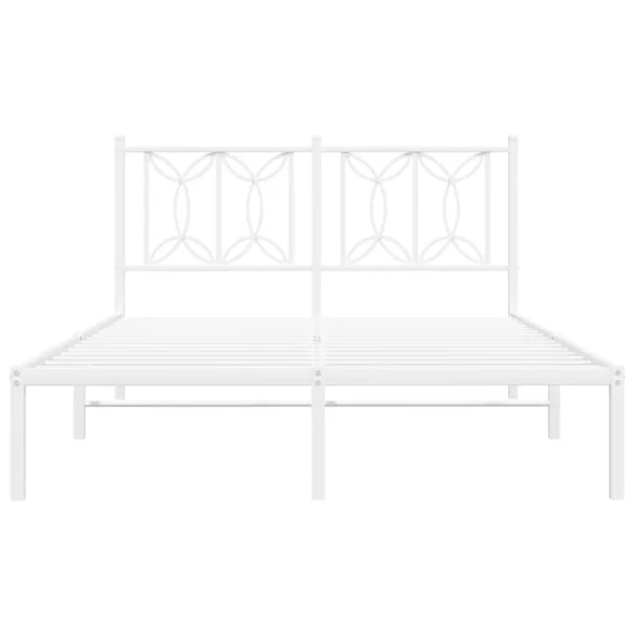 fehér fém ágykeret fejtámlával 140 x 200 cm
