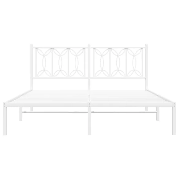 fehér fém ágykeret fejtámlával 150 x 200 cm