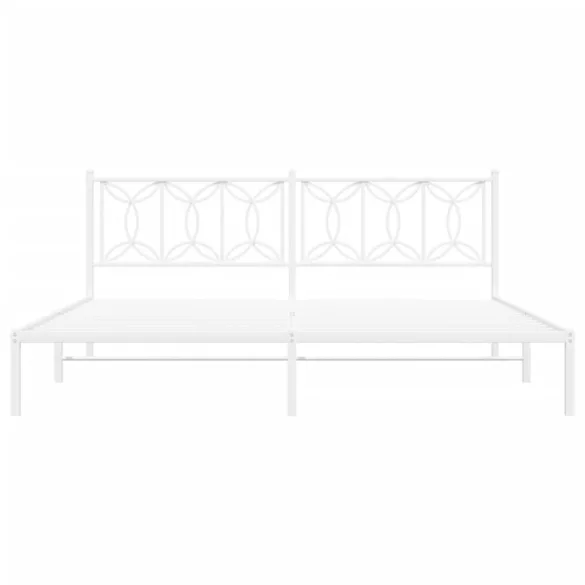 fehér fém ágykeret fejtámlával 193 x 203 cm