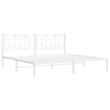 fehér fém ágykeret fejtámlával 200 x 200 cm