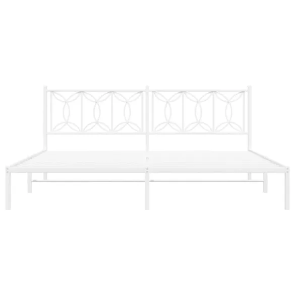 fehér fém ágykeret fejtámlával 200 x 200 cm
