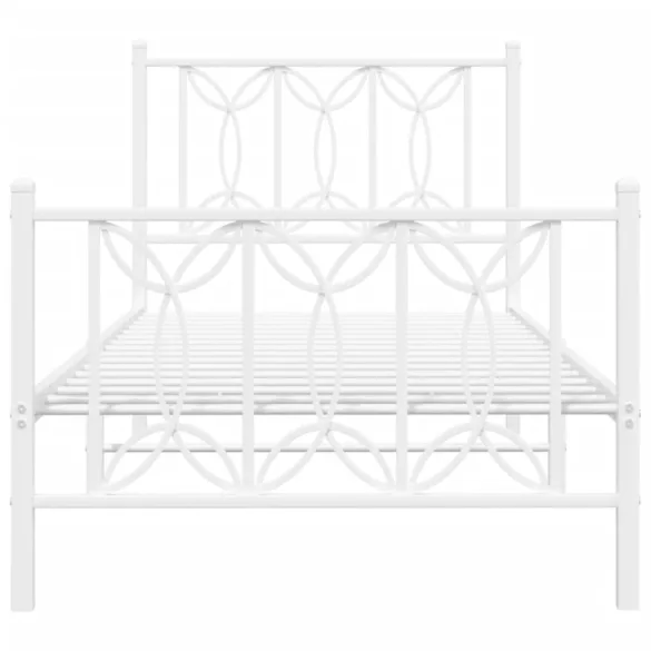 fehér fém ágykeret fej- és lábtámlával 75 x 190 cm