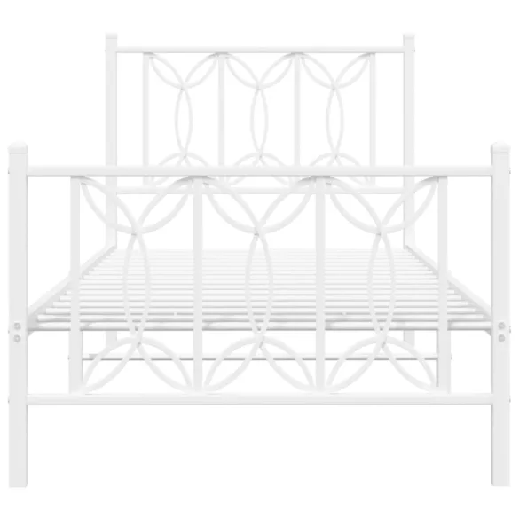 fehér fém ágykeret fej- és lábtámlával 80x200 cm