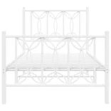 fehér fém ágykeret fej- és lábtámlával 90 x 190 cm