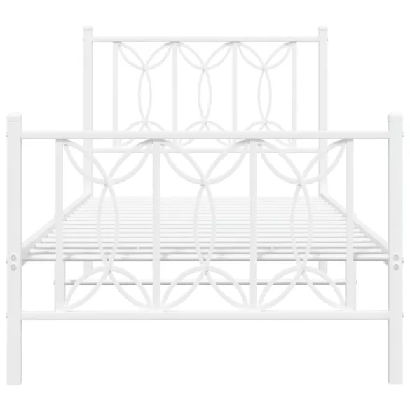 fehér fém ágykeret fej- és lábtámlával 90 x 190 cm