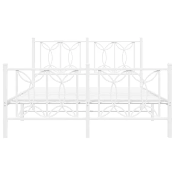 fehér fém ágykeret fej- és lábtámlával 135x190 cm