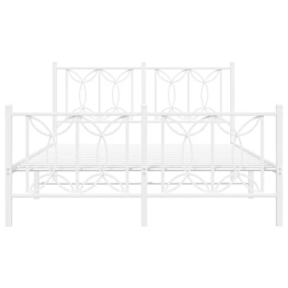 fehér fém ágykeret fej- és lábtámlával 140x200 cm