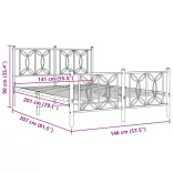 fehér fém ágykeret fej- és lábtámlával 140x200 cm