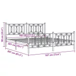 fehér fém ágykeret fej- és lábtámlával 180 x 200 cm