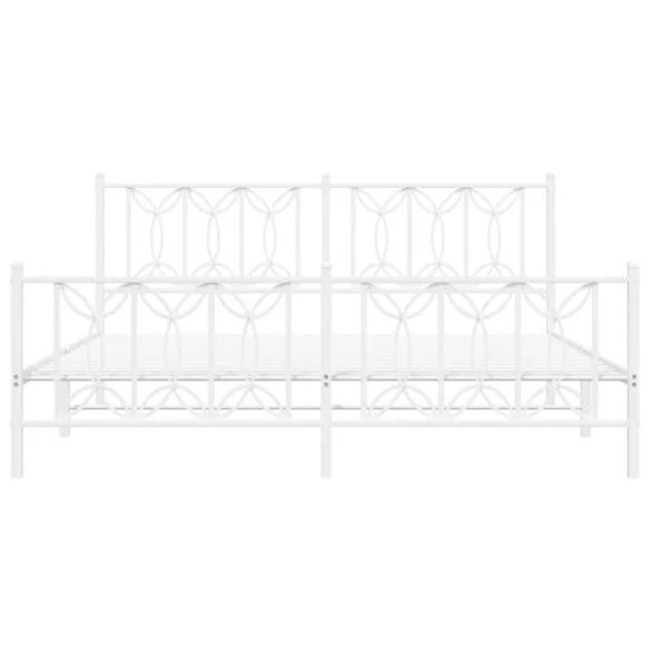 fehér fém ágykeret fej- és lábtámlával 183 x 213 cm