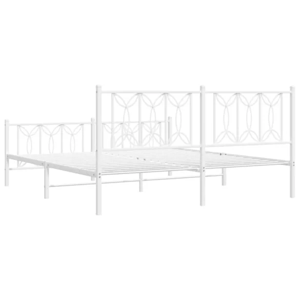 fehér fém ágykeret fej- és lábtámlával 183 x 213 cm