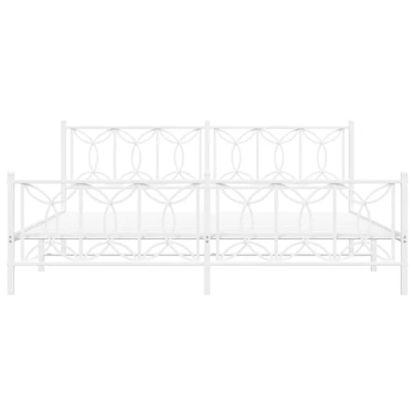 fehér fém ágykeret fej- és lábtámlával 193 x 203 cm