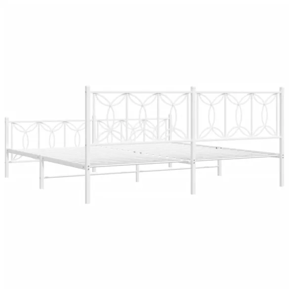 fehér fém ágykeret fej- és lábtámlával 193 x 203 cm
