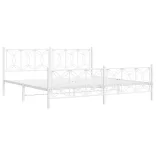 fehér fém ágykeret fej- és lábtámlával 200x200 cm