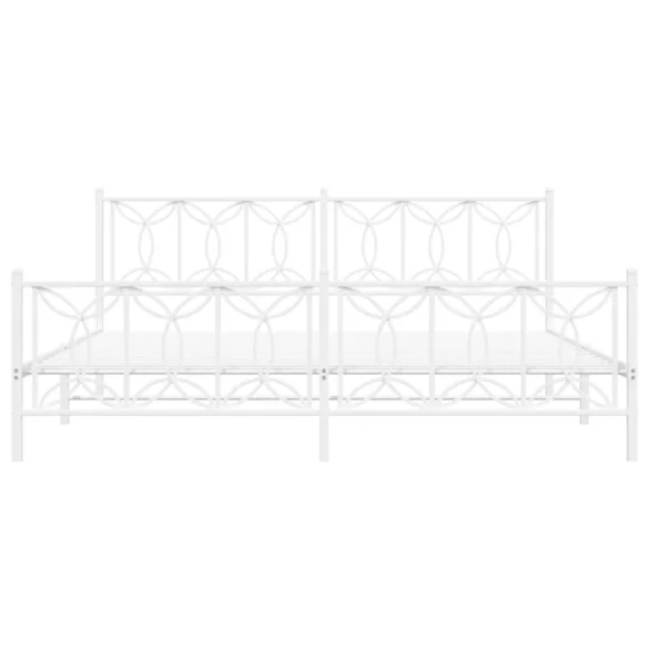 fehér fém ágykeret fej- és lábtámlával 200x200 cm
