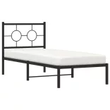 fekete fém ágykeret fejtámlával 75 x 190 cm