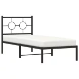 fekete fém ágykeret fejtámlával 80 x 200 cm
