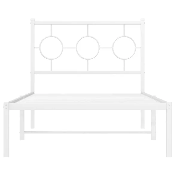 fehér fém ágykeret fejtámlával 90x200 cm