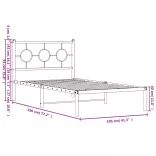 fehér fém ágykeret fejtámlával 100x190 cm