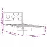 fehér fém ágykeret fejtámlával 100x200 cm