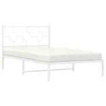 fehér fém ágykeret fejtámlával 107x203 cm