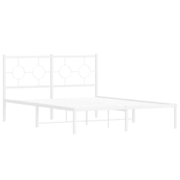 fehér fém ágykeret fejtámlával 140 x 200 cm