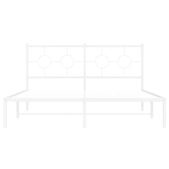 fehér fém ágykeret fejtámlával 150 x 200 cm