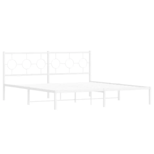 fehér fém ágykeret fejtámlával 183 x 213 cm