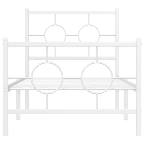 fehér fém ágykeret fej- és lábtámlával 80x200 cm