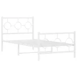 fehér fém ágykeret fej- és lábtámlával 90 x 190 cm