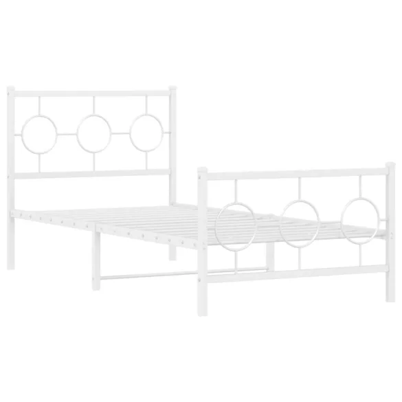 fehér fém ágykeret fej- és lábtámlával 90 x 190 cm