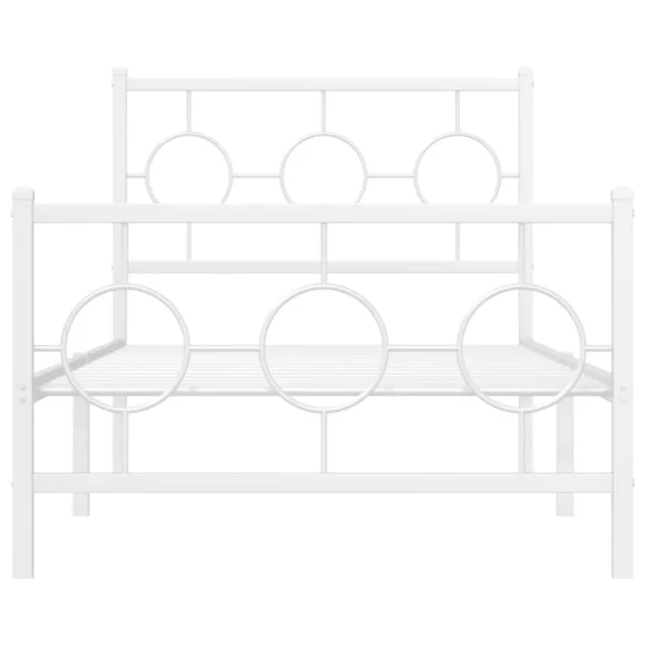 fehér fém ágykeret fej- és lábtámlával 90 x 190 cm