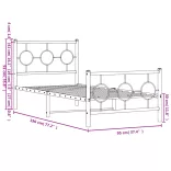 fehér fém ágykeret fej- és lábtámlával 90 x 190 cm