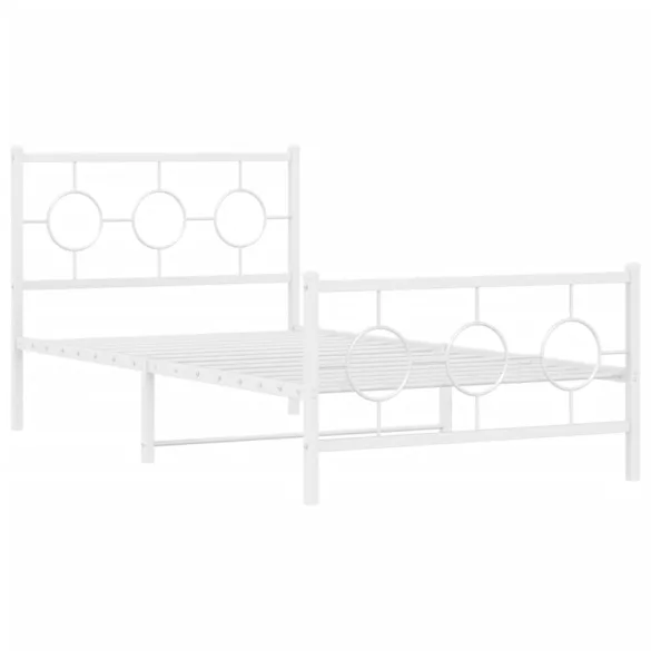 fehér fém ágykeret fej- és lábtámlával 100 x 190 cm